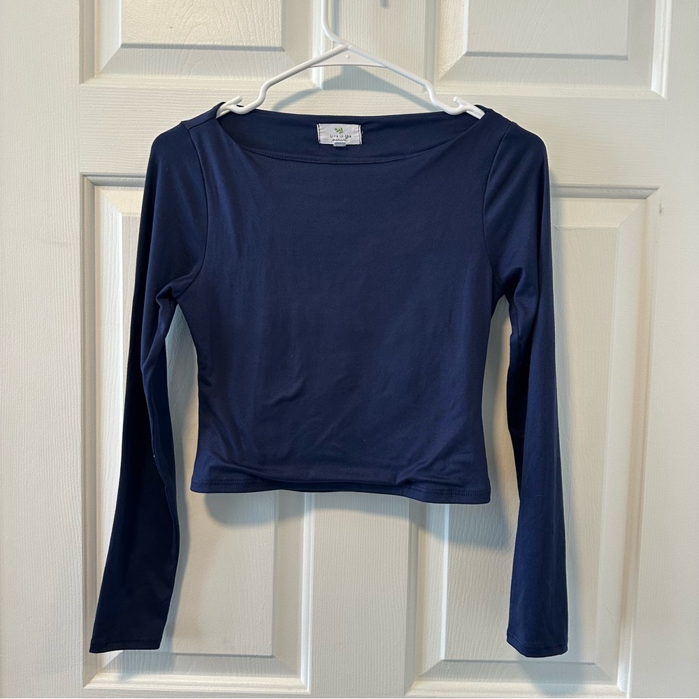 Blue boatneck long sleeve